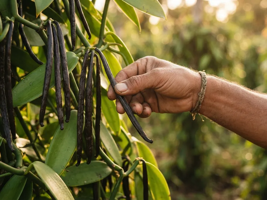 Vanilla beans, freshly harvested